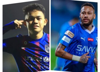 Arif Aiman (kiri) dan Neymar.