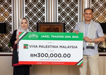 SEBANYAK RM300,000 disumbangkan Jakel untuk rakyat Palestin yang menjadi mangsa keganasan tentera Israel.