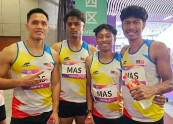 KUARTET 4x100m lelaki negara yang beraksi di final Sukan Asia Hangzhou.