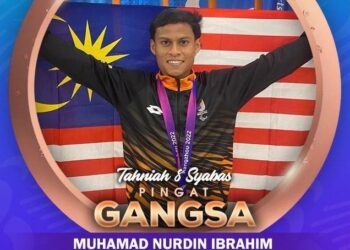 MUHAMAD Nurdin Ibrahim meraih gangsa dalam acara 1,500 meter (m) lelaki T20 (kecacatan fizikal).