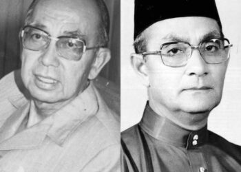 ABDUL RAZAK HUSSEIN (kiri) dan HUSSEIN ONN