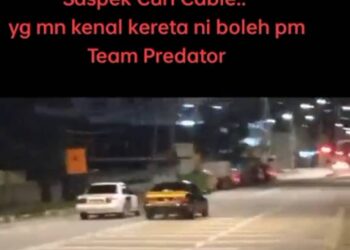 TANGKAP layar video tular yang memaparkan suspek kes curi kabel di Air Itam, Pulau Pinang yang melarikan diri dengan menaiki dua buah kereta.