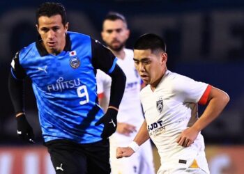 AKSI JDT menentang Kawasasi Frontale dalam saingan Liga Juara-Juara Asia di Stadium Todoroki, hari ini.