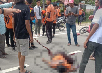 MANGSA disahkan meninggal dunia di tempat kejadian akibat kecederaan parah di kepala dalam kemalangan di Simpang Tiga Jerai, Jalan Baru Kulim-Baling-Grik di Baling.