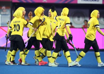 PEMAIN Hoki wanita negara meraikan gol yang dihasilkan ketika menentang India di  Kejohanan Trofi Juara-Juara Asia Wanita 2023 di Ranchi, India- Ihsan AHF / Hockey India