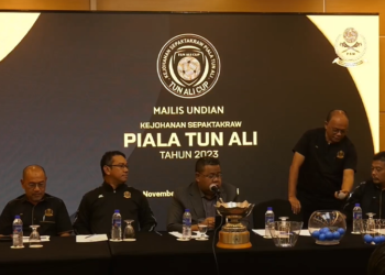 Sesi undian Kejohanan Sepak Takraw Piala Tun Ali yang berlangsung di Kuala Lumpur hari ini.