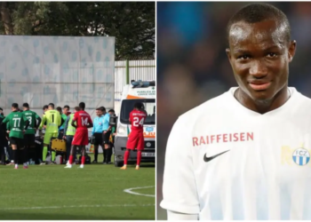 Bekas penyerang Ghana, Raphael Dwamena meninggal dunia selepas terkena serangan jantung ketika liga Albania antara KF Egnatia dan FK Partizani.-IHSAN FCZ