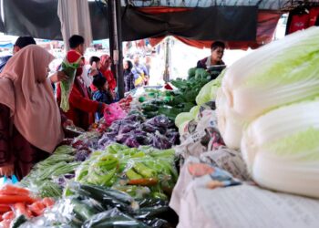 PENGUNJUNG membeli sayur dan buah-buahan di Kea Farm di Cameron Highlands, BARU-BARU ini. - UTUSAN/MUHAMAD NAZREEN SYAH MUSTHAFA