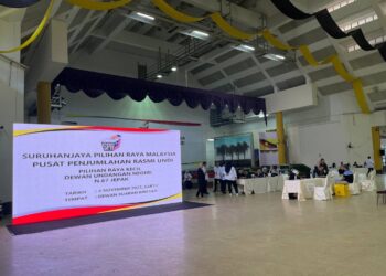 PUSAT Penjumlahan Rasmi Undi PRK DUN Jepak di Dewan Suarah Bintulu.