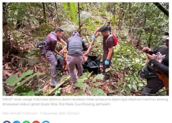 KERATAN laporan Utusan Malaysia seorang lelaki warga Indonesia maut dibaham harimau dalam kejadian di Gua Musang, Kelantan semalam.