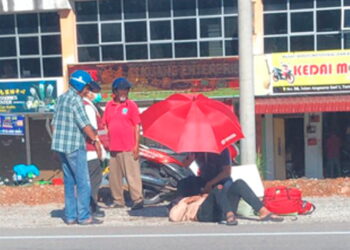 NUR Anisah Abdullah terbaring selepas mengalami kecederaan di muka dan kepala dalam kejadian cubaan ragut di Jalan Angsana Sari berdekatan sebuah hospital di Sungai Petani.