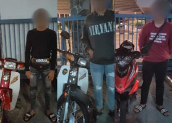 ANTARA penunggang motosikal yang ditahan menerusi Op Samseng Jalanan yang dijalankan di kawasan pentadbiran Ibu Pejabat Polis Daerah Barat Daya, Pulau Pinang.