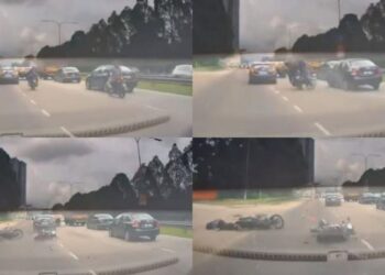 KERATAN rakaman video yang tular mengenai tindakan sebuah kereta yang tiba-tiba menukar lorong sehingga mengakibatkan kemalangan dua buah motosikal.