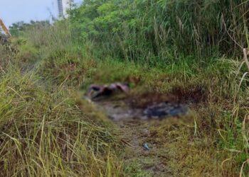 KEADAAN mayat itu terbakar seluruh badan berhampiran Sungai Rasau, 10 meter dari jalan utama Puchong - Cyberjaya.