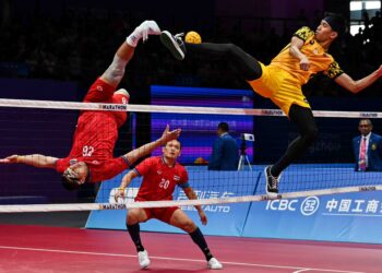 MULAI tahun depan permainan sepak takraw akan menggunakan sistem 15 mata. - AFP