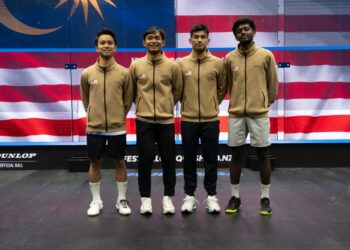 Skuad skuasy lelaki negara meraih kedudukan ke 11 di Kejohanan Berpasukan Lelaki Dunia 2023 yang berlangsung di Tauranga, New Zealand. (FOTO: ihsan WSF)