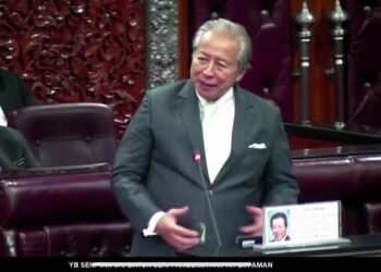 ANIFAH Aman semasa membahaskan usul RUU Perbekalan 2024 di Dewan Negara hari ini.