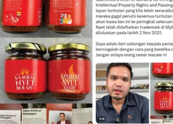 PERBANDINGAN sambal Nyet asli dan tiruan perkongsian Khairul Aming di aplikasi X.
