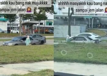 TANGKAP layar menerusi aplikasi di aplikasi X seorang memandu kereta sambil memujuk isteri yang merajuk.