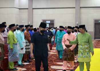 SULTAN Sallehuddin Sultan Badlishah ketika berangkat ke Majlis Mengucapkan Selamat Jalan Kepada Jemaah Haji Kedah ke Tanah Suci 1444 Hijrah di Hotel Raia, Alor Setar.