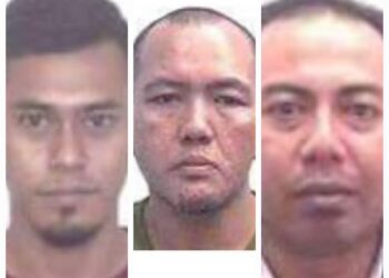 POLIS meminta bantuan orang ramai untuk mengesan Muhammad Najib (kanan), Muhamad Zaki (tengah) dan Muhammad Diah (kiri) untuk menjadi saksi perbicaraan kes dadah di Mahkamah Tinggi Muar.