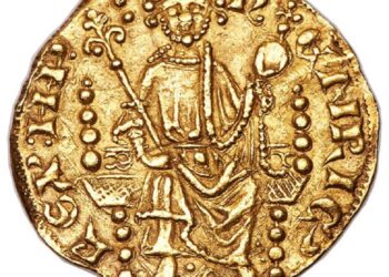 SYILING emas Raja Henry III bernilai 20 pence berasal dari tahun 1257. 
– HERITAGE AUCTIONS