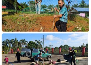 PENEROKA dan penerokawati bergotong royong membersihkan kawasan kampung di Felda Jengka 24 di Jerantut, Pahang.