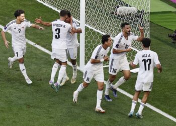 PEMAIN Iraq meraikan kejayaan mereka menumpaskan Jepun 2-1 dalam saingan Kumpulan D di Piala Asia 2023.