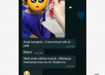 TANGKAP layar mesej daripada guru dalam kumpulan sembang kelas yang megutuk seorang murid OKU,
