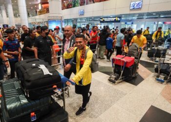 Ketibaan pemain-pemain Harimau Malaya selepas pulang daripada Qatar dari menyertai Kejohanan Piala Asia 2023, di Lapangan Terbang Kuala Lumpur, di sini hari ini. Foto: SHIDDIEQIIN ZON