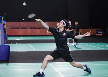 PEMAIN perseorangan badminton Malaysia, Lee Zii Jia pada sesi latihan pasukan badminton Malaysia pada Selangor Badminton Asia Team Championships 2024 di Pusat Konvensyen Setia City, Setia Alam. FOTO/AFIQ RAZALI