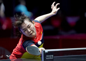 Aksi Alice Chang Li Siang ketika beraksi di Kejohanan Ping Pong Berpasukan Dunia 2024 di Busan, Korea Selatan. (FOTO: World Table Tennis)