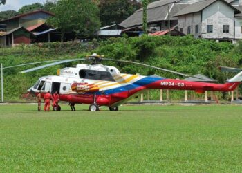 HELIKOPTER MI-171 Unit Udara JBPM Pangkalan Udara Subang digunakan untuk operasi membawa pulang jenazah pendaki wanita yang meninggal dunia  di Gunung Risket, Kuala Tahan, Jerantut, Pahang.