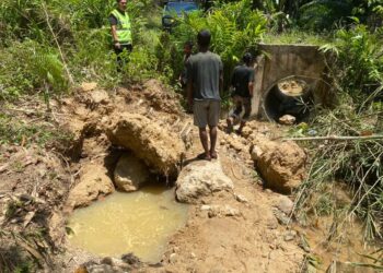 TEMPAT kejadian ketika mangsa sedang menggali emas lalu tertimbus dan lemas berdekatan Kampung Pantos di Lipis, Pahang - FOTO IHSAN IPD LIPIS