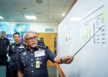 RAMLI Mohamed Yoosuf menunjukkan carta demografi mangsa penipuan pelaburan dalam sidang akhbar di Pejabat Jabatan Siasatan Jenayah Komersial (JSJK) Bukit Aman, baru-baru ini. – UTUSAN/MUHAMAD IQBAL ROSLI