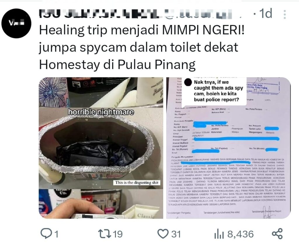 Wanita dakwa jumpa kamera tersembunyi dalam tandas inap desa  6