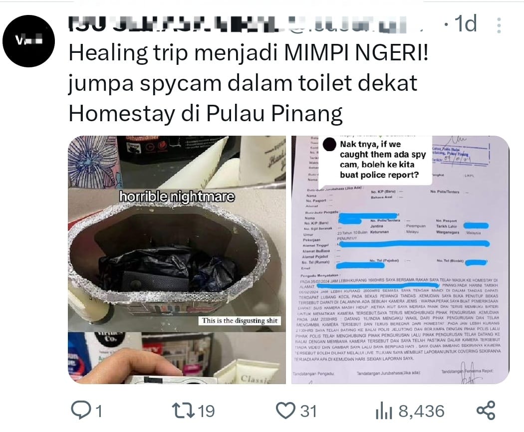 Wanita dakwa jumpa kamera tersembunyi dalam tandas inap desa  7