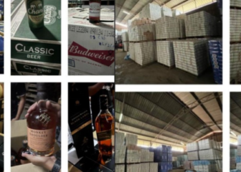 PELBAGAI jenis rokok seludup, minuman keras dan kotak minuman keras jenis liquor yang dirampas hasil risikan Biro Jenayah Hidupan Liar/Perisikan Siasatan Khas (WCB/PSK).