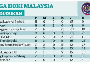 Kedudukan pasukan dalam Liga Hoki Malaysia 2024.