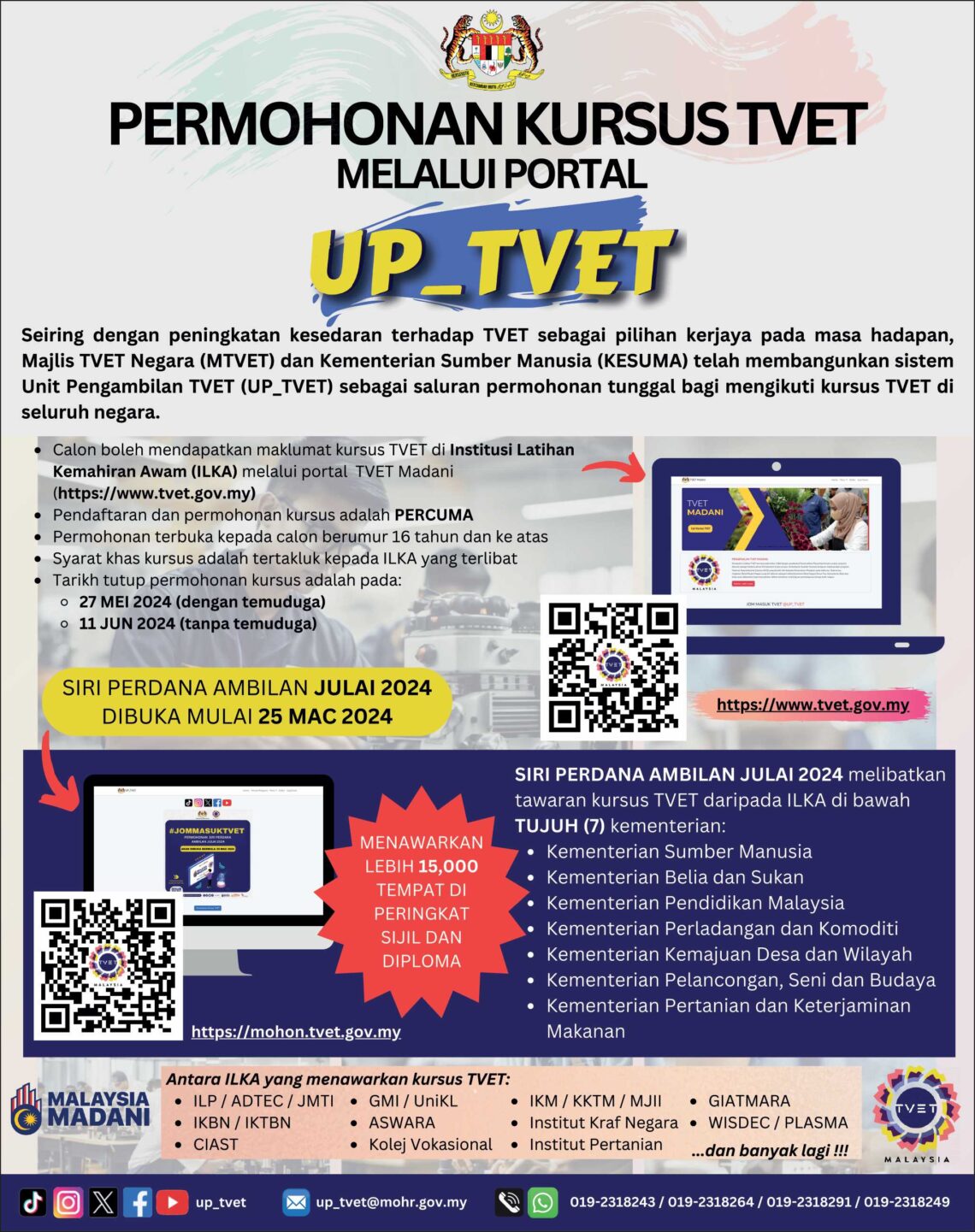 UP_TVET saluran permohonan tunggal bagi ikuti kursus TVET