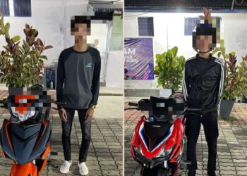 DUA orang penunggang motosikal yang ditahan sewaktu Op Samseng Jalanan yang dijalankan pihak JSPT Negeri Sembilan di Lebuhraya Lekas dan Jalan Persiaran Senawang 1 di Seremban, malam tadi.