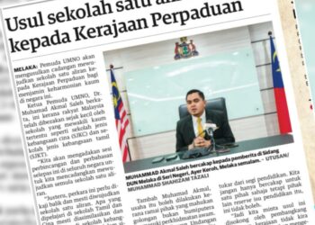 KERATAN laporan Utusan Malaysia mengenai isu sekolah satu aliran siaran 7 Mac 2024.