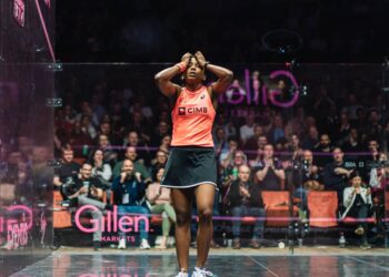 S. SIVASANGARI tidak menduga dia mampu mengejutkan bintang No. 1 dunia, Nour El Sherbini pada suku akhir Kejohanan Skuasy Klasik London di London, England, hari ini. - IHSAN PSA World Tour