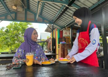 WARUNG harumanis di dalam kebun menjadi tarikan orang ramai sempena musim harumanis di warung harumanis di Hutan Temin, Mata Ayer, Arau, Perlis semalam.-UTUSAN/MOHD. HAFIZ ABD. MUTALIB