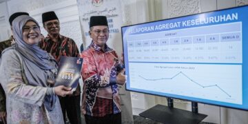 MOHD. Na'im Mokhtar menerima buku laporan Analisis Keputusan UPKK 2023 di Kompleks Islam Putrajaya. - UTUSAN/FAIZ ALIF ZUBIR