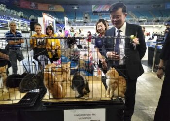 CHOW Kon Yeow (kanan) ketika merasmikan 2nd World Cat Federation Penang International Cat Fiesta 2024, di Spice Arena, Bayan Lepas, Pulau Pinang.