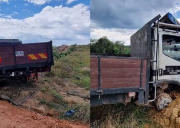 LORI dipandu seorang lelaki berusia 21 tahun yang cuba meloloskan diri dari SJR di Kilometer 9, Jalan Bahau-Kemayan, sebelum ditangkap di dalam kawasan ladang sawit Felda Serting Hilir 8, Jempol, semalam.