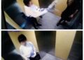TANGKAP layar yang diambil daripada satu rakaman CCTV yang tular menunjukkan seorang wanita menyimbah sejenis cecair ke arah mangsa dalam sebuah lif di sebuah pangsapuri di Bayan Lepas, Pulau Pinang