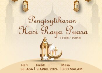 PENYIMPAN Mohor Besar Raja-Raja akan membuat pengumuman Hari Raya Aidilfitri pukul 8 malam ini.- JAKIM