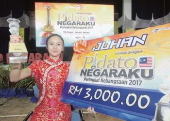 PERTANDINGAN pidato dapat  melatih keberanian dan kemahiran komunikasi pelajar sambil meningkatkan keyakinan diri.